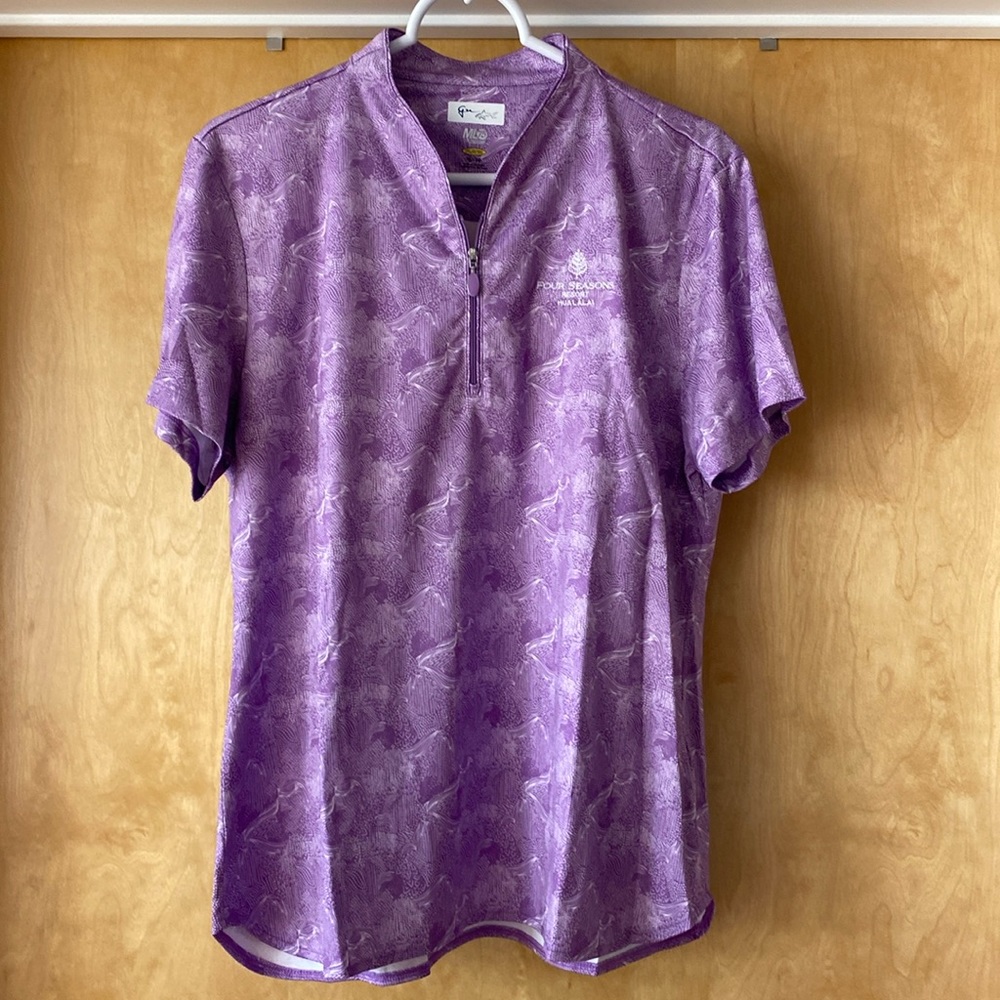 Greg Norman Four season resort Hualālai purple golf shirt spf